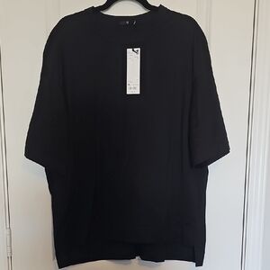 UNIQLO Women Supima Cotton Oversized Half Sleeve Black Tee